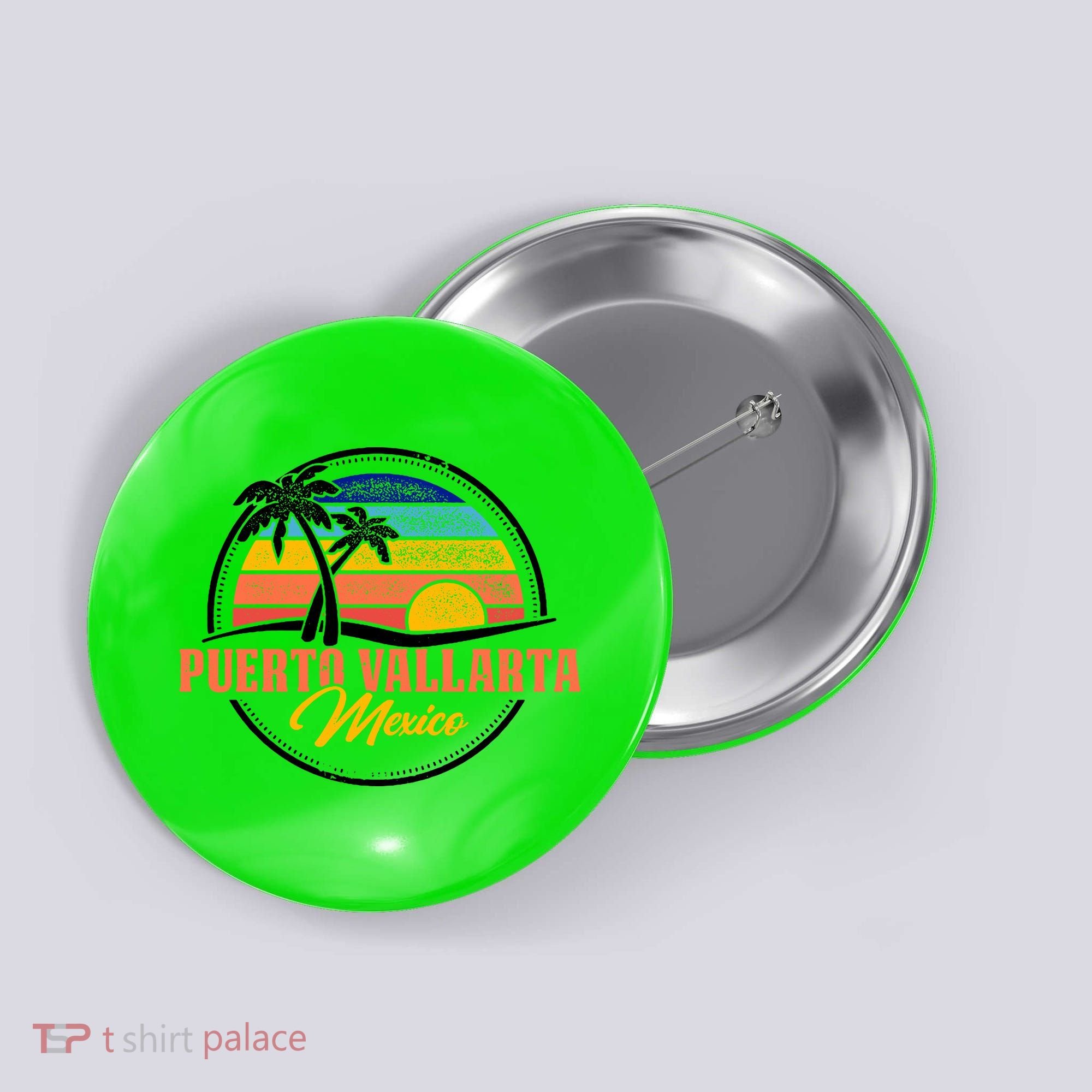 Puerto Vallarta Retro Sunset Button