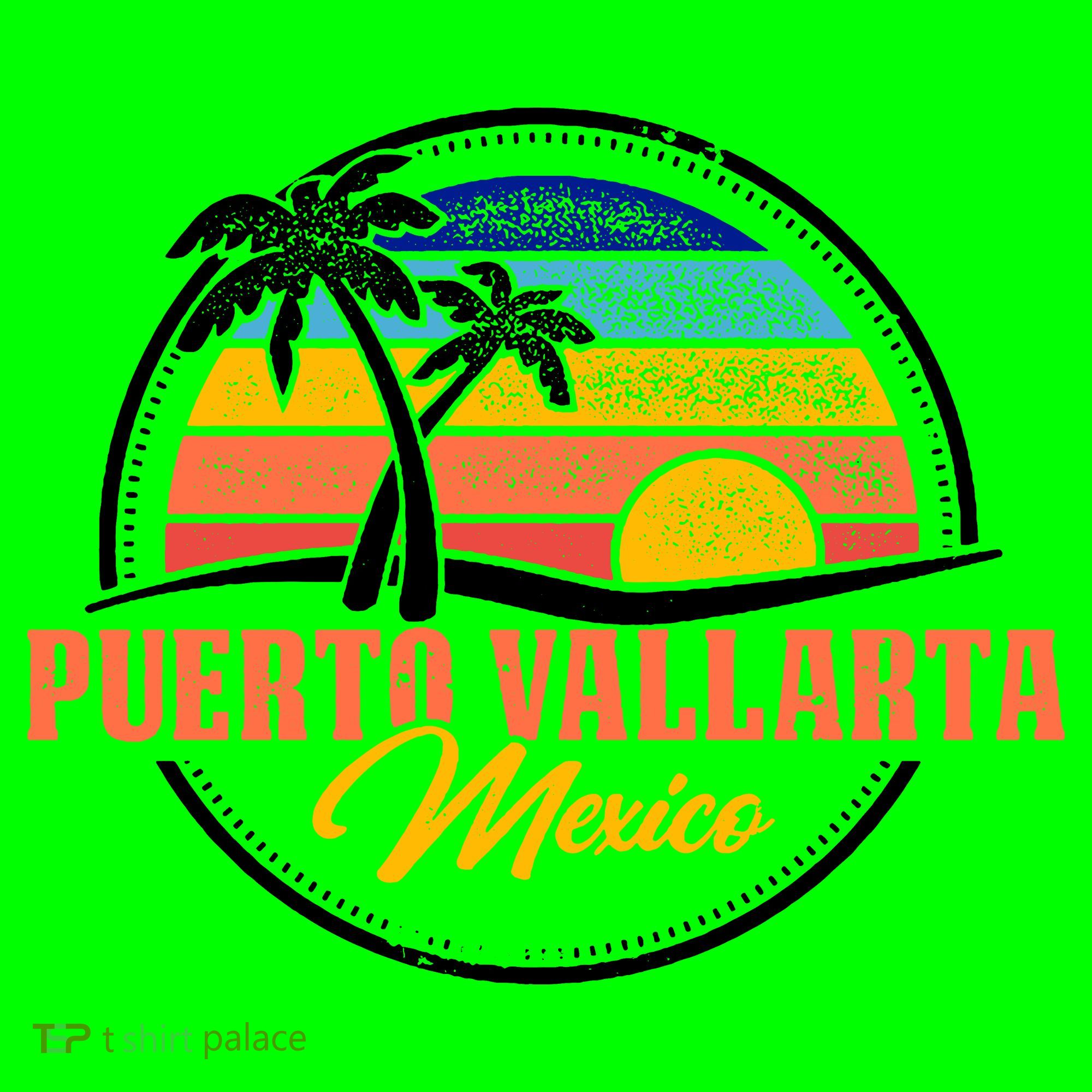 Puerto Vallarta Retro Sunset Button