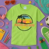 Puerto Vallarta Retro Sunset Kids T-Shirt thumb 3