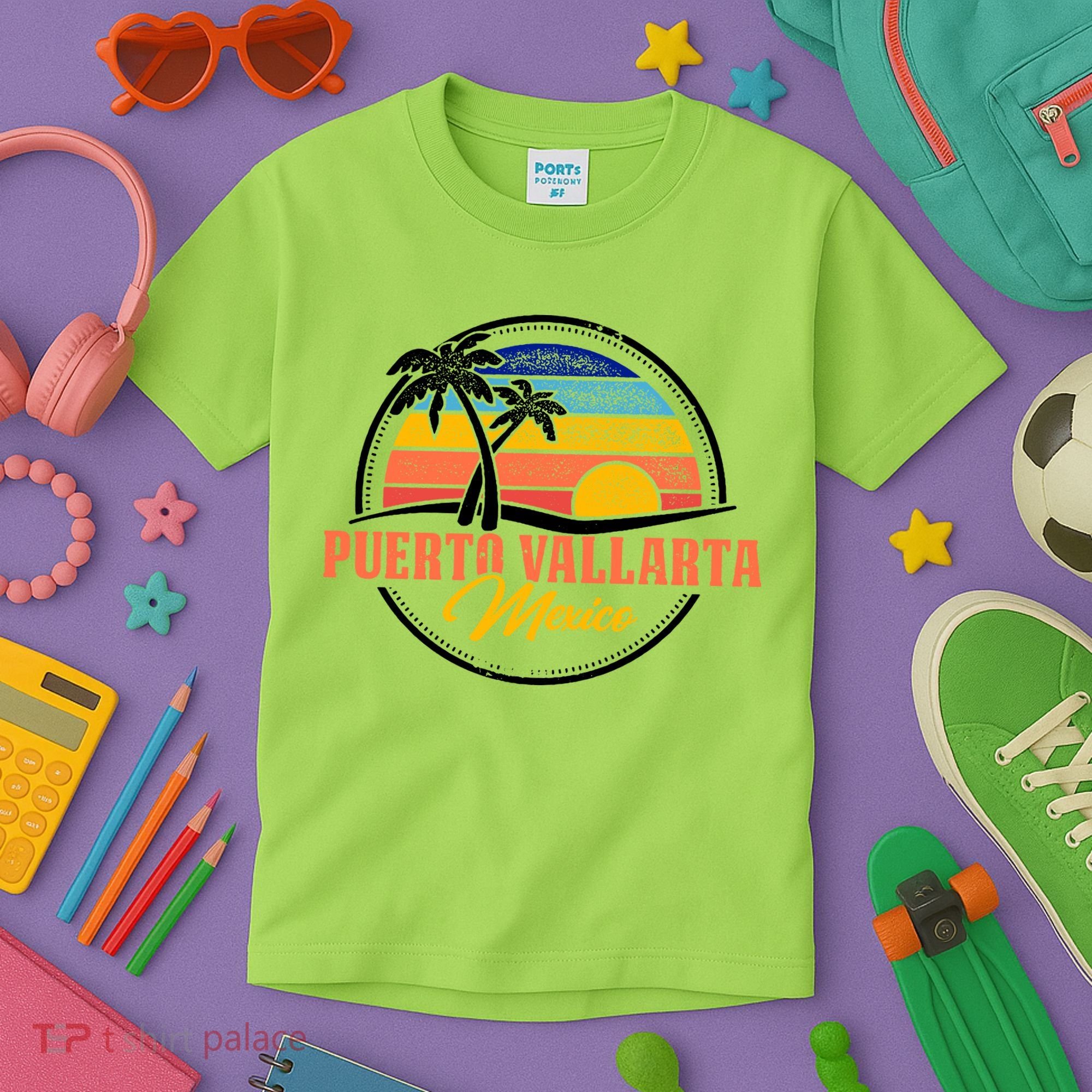 Puerto Vallarta Retro Sunset Kids T-Shirt