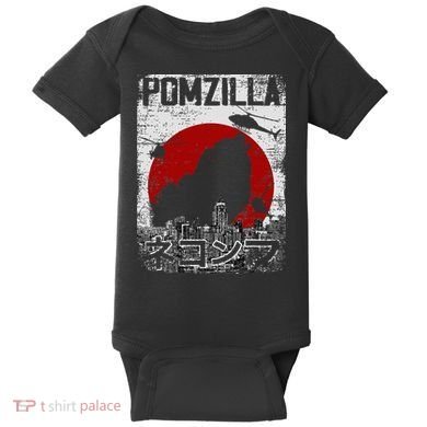 Pomzilla Vintage Retro Pomeranian Dog Baby Bodysuit