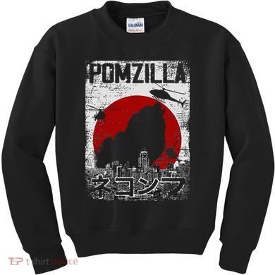 Pomzilla Vintage Retro Pomeranian Dog Kids Sweatshirt