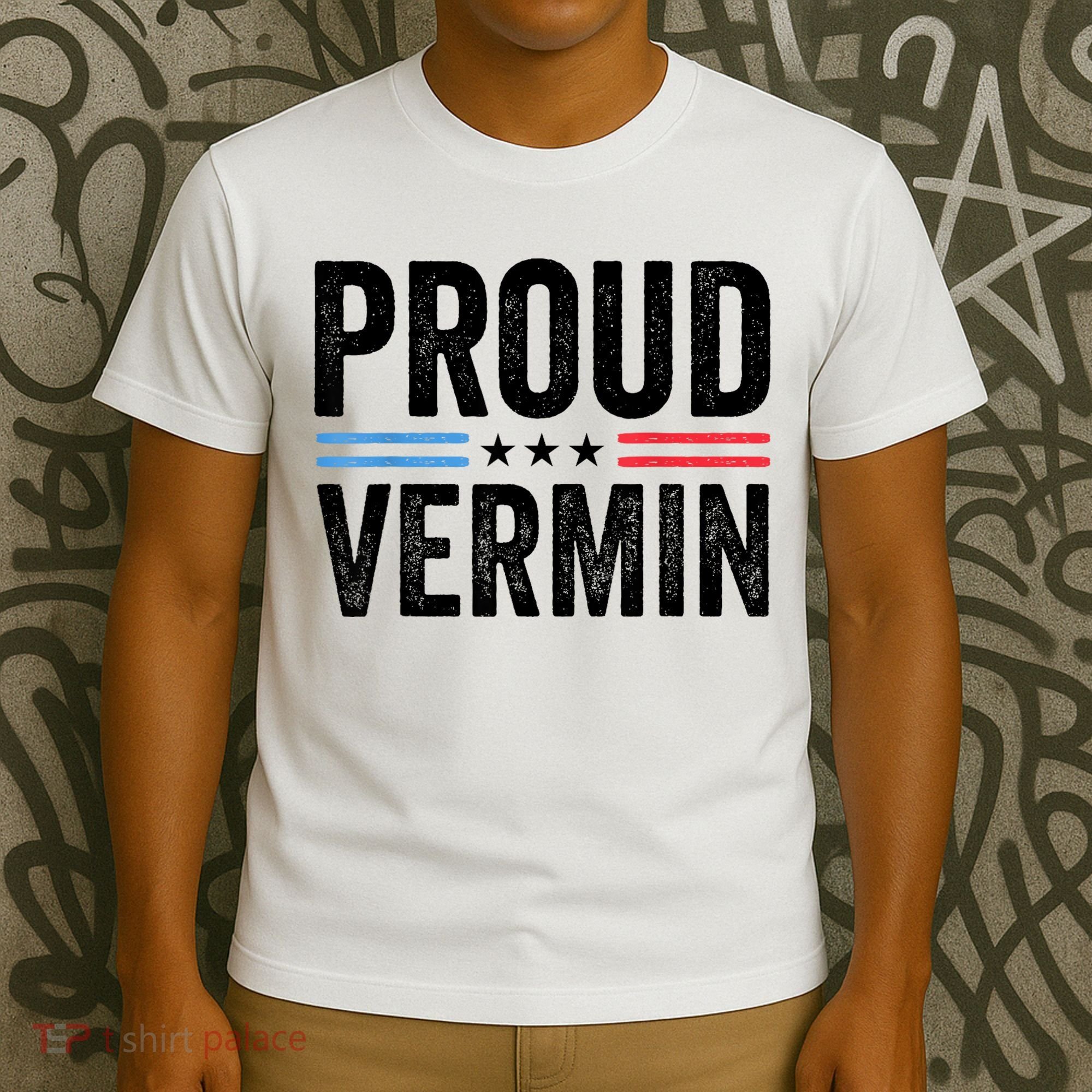 Proud Vermin Simple Word Text Only Vintage Distress T-Shirt