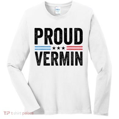 Proud Vermin Simple Word Text Only Vintage Distress Women's Long Sleeve Shirt