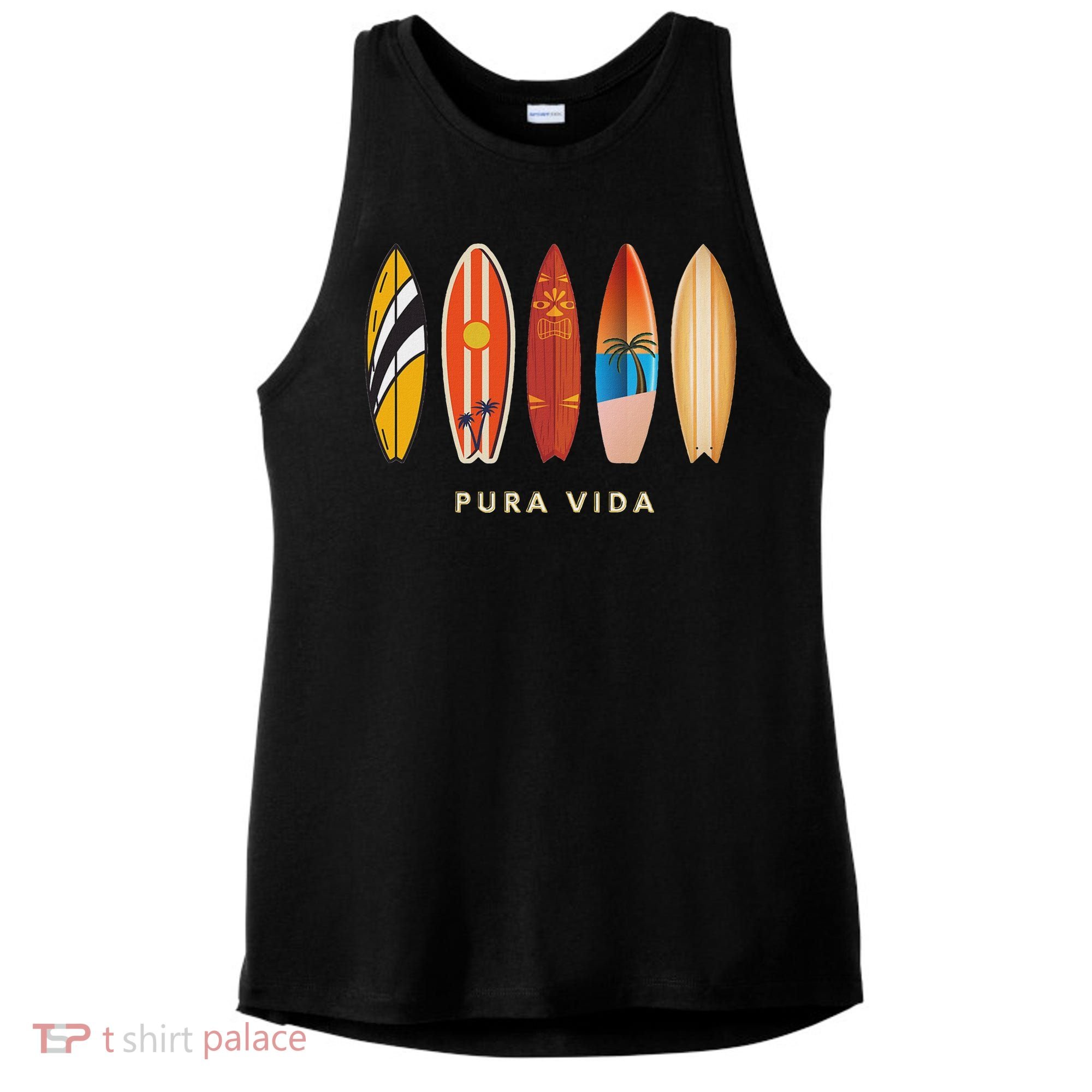 Pura Vida Surfboards Costa Rica Surfing Ladies PosiCharge Tri-Blend Wicking Tank