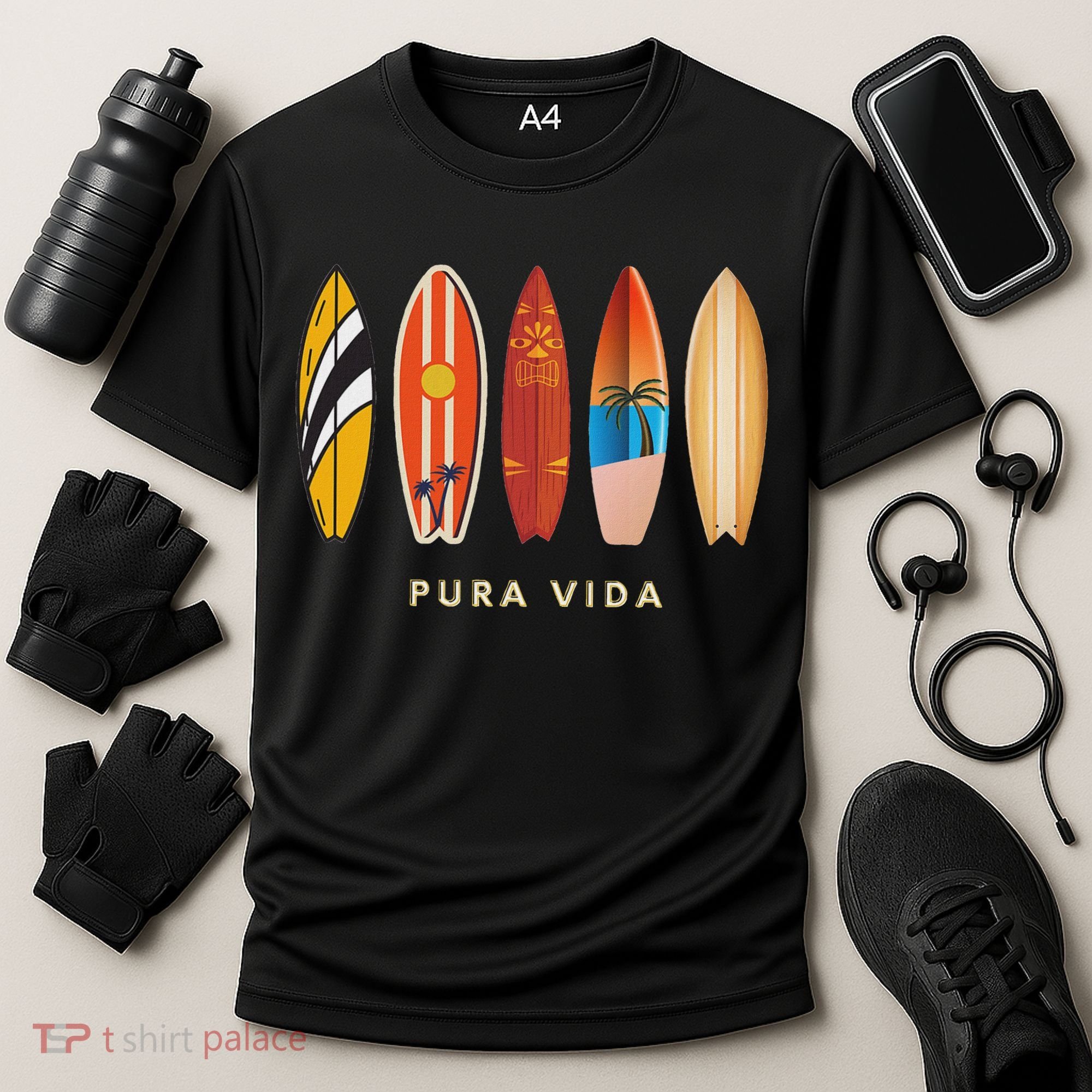 Pura Vida Surfboards Costa Rica Surfing Cooling Performance Crew T-Shirt