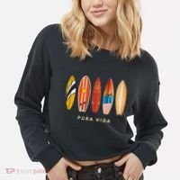 Pura Vida Surfboards Costa Rica Surfing Cropped Pullover Crew thumb 2