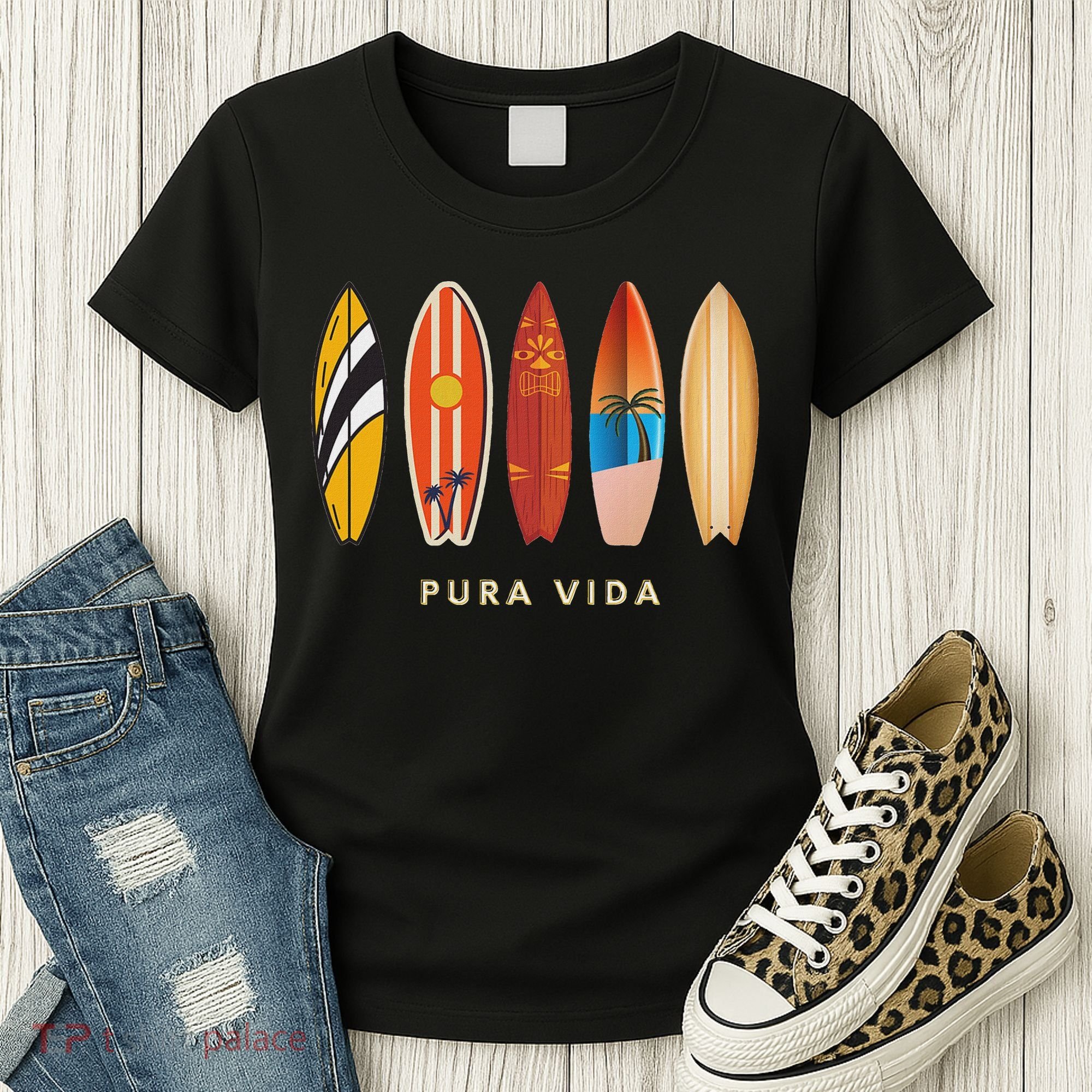 Pura Vida Surfboards Costa Rica Surfing Women's T-Shirt