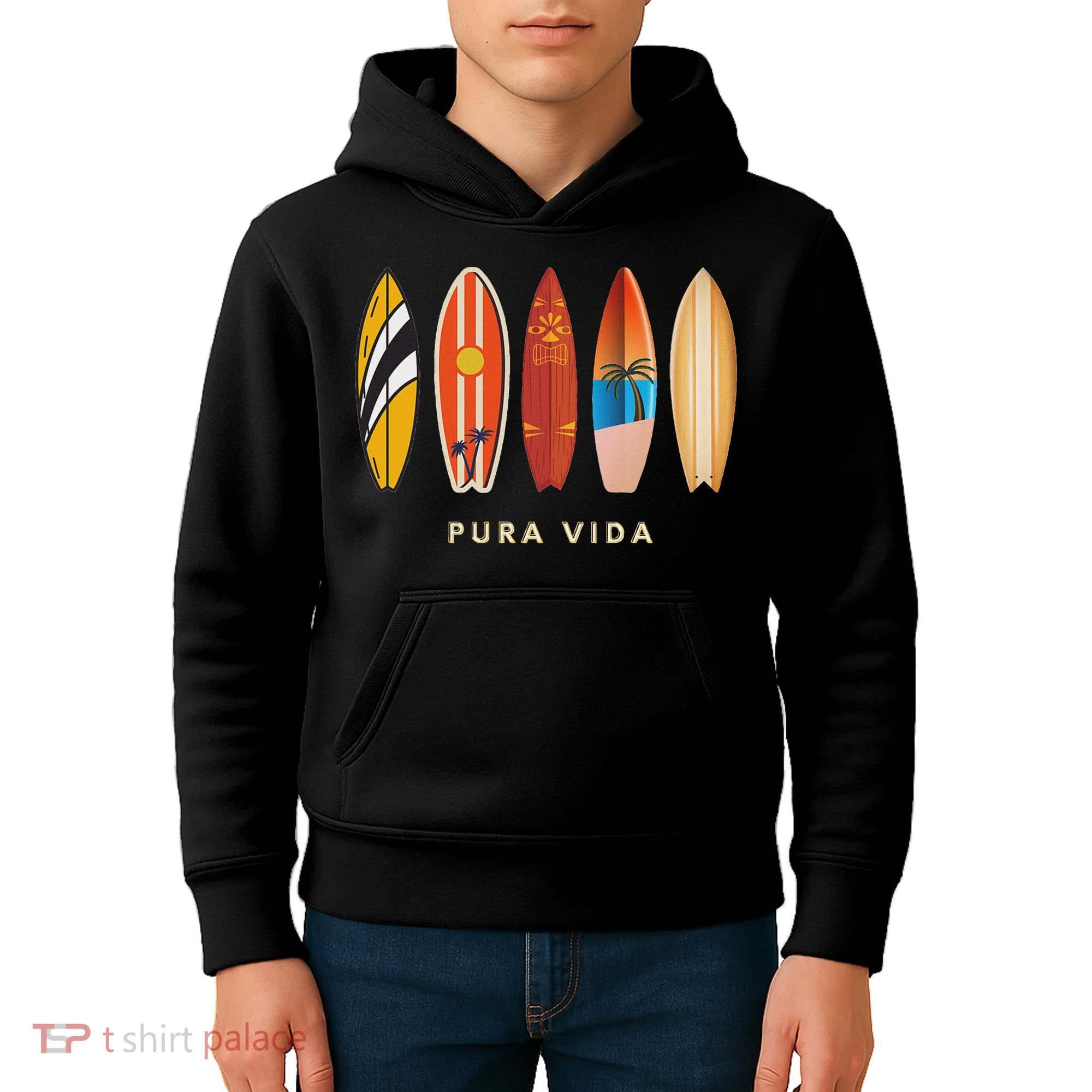 Pura Vida Surfboards Costa Rica Surfing Kids Hoodie