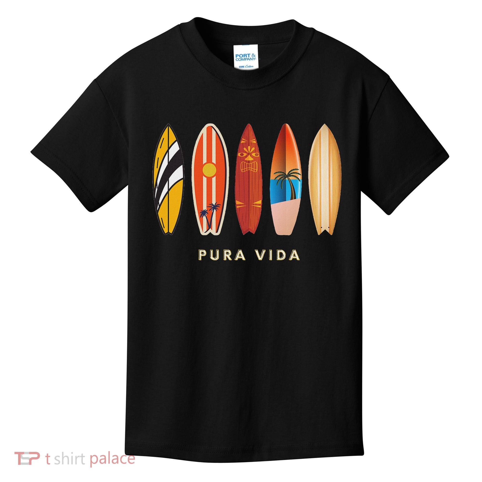 Pura Vida Surfboards Costa Rica Surfing Kids T-Shirt