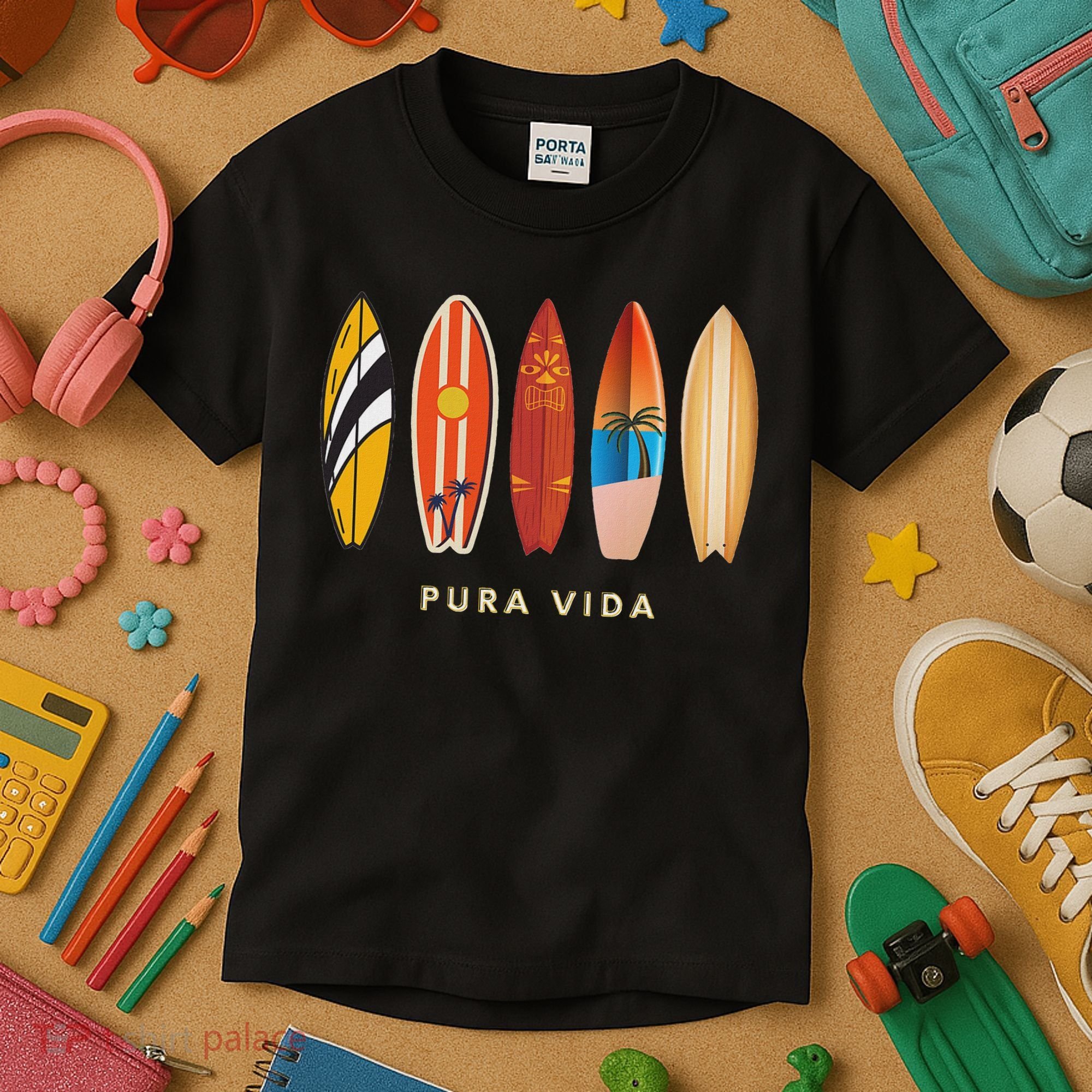 Pura Vida Surfboards Costa Rica Surfing Kids T-Shirt