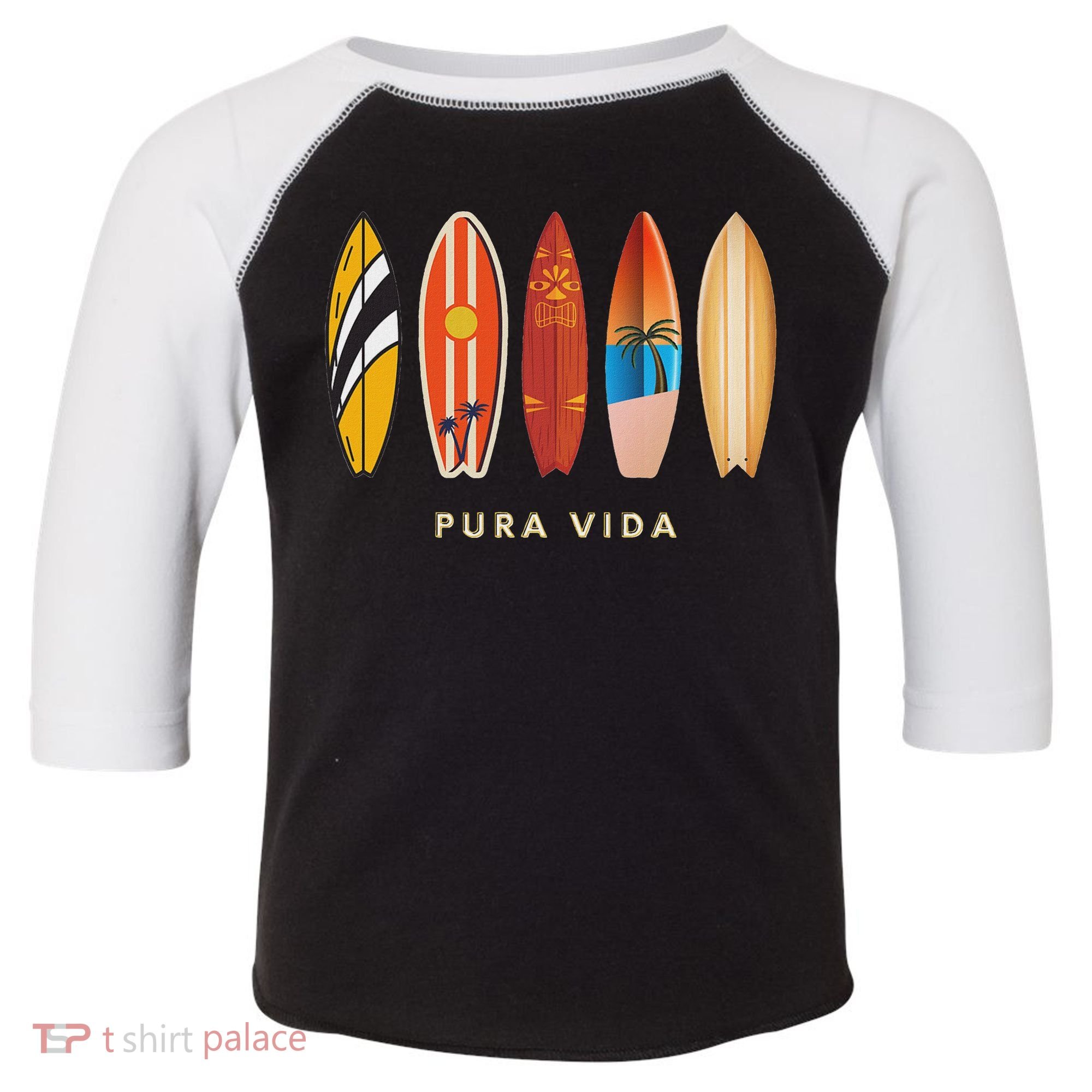 Pura Vida Surfboards Costa Rica Surfing Toddler Fine Jersey T-Shirt