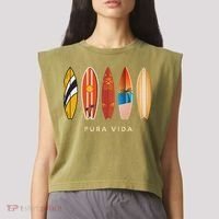 Pura Vida Surfboards Costa Rica Surfing Garment-Dyed Women's Muscle Tee thumb 2