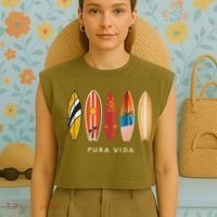 Pura Vida Surfboards Costa Rica Surfing Garment-Dyed Women's Muscle Tee thumb 4