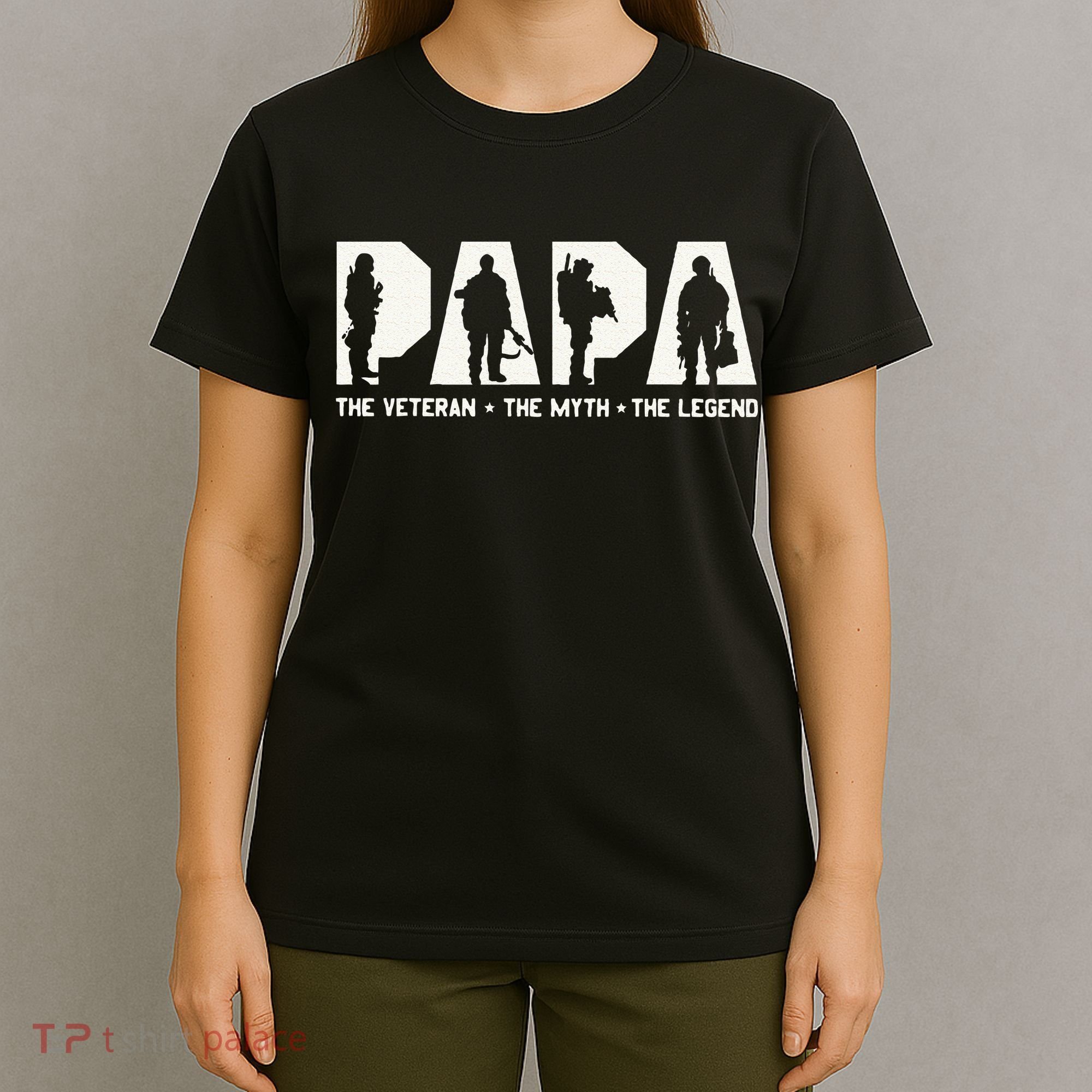Papa Veteran The Myth The Legend Fathers Day Grandpa T-Shirt