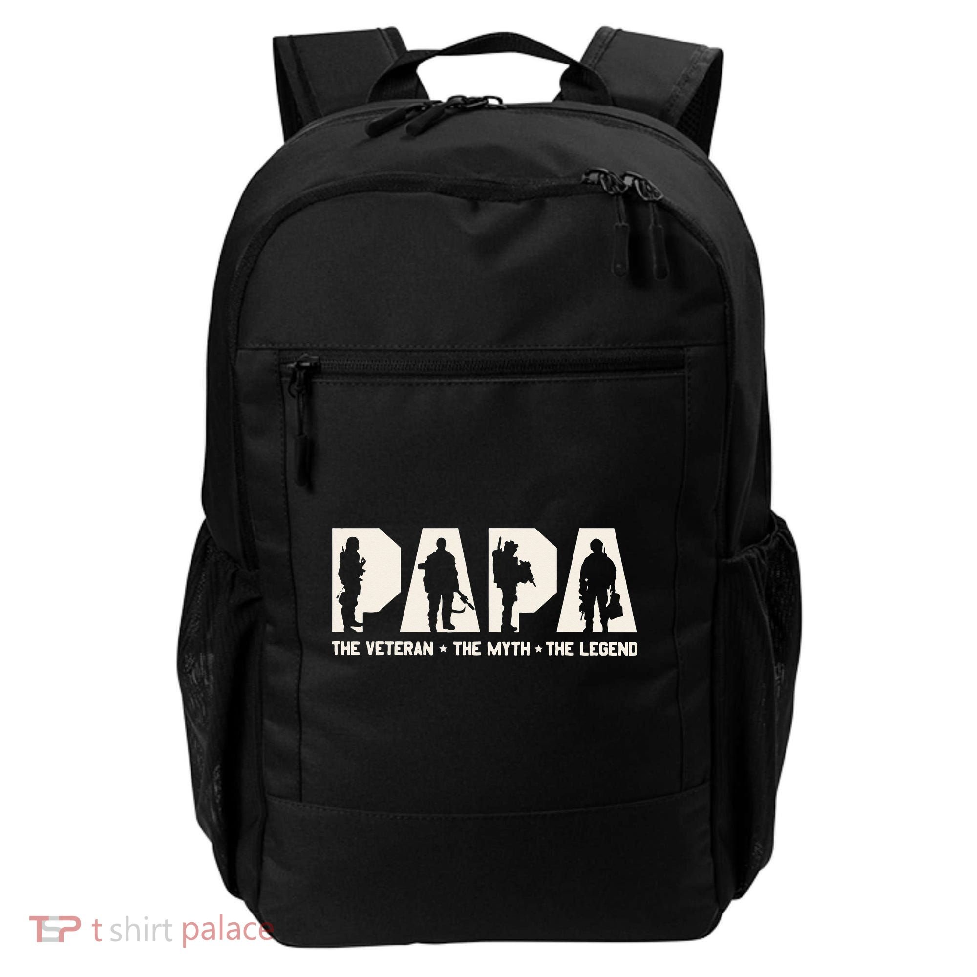 Papa Veteran The Myth The Legend Fathers Day Grandpa Backpack