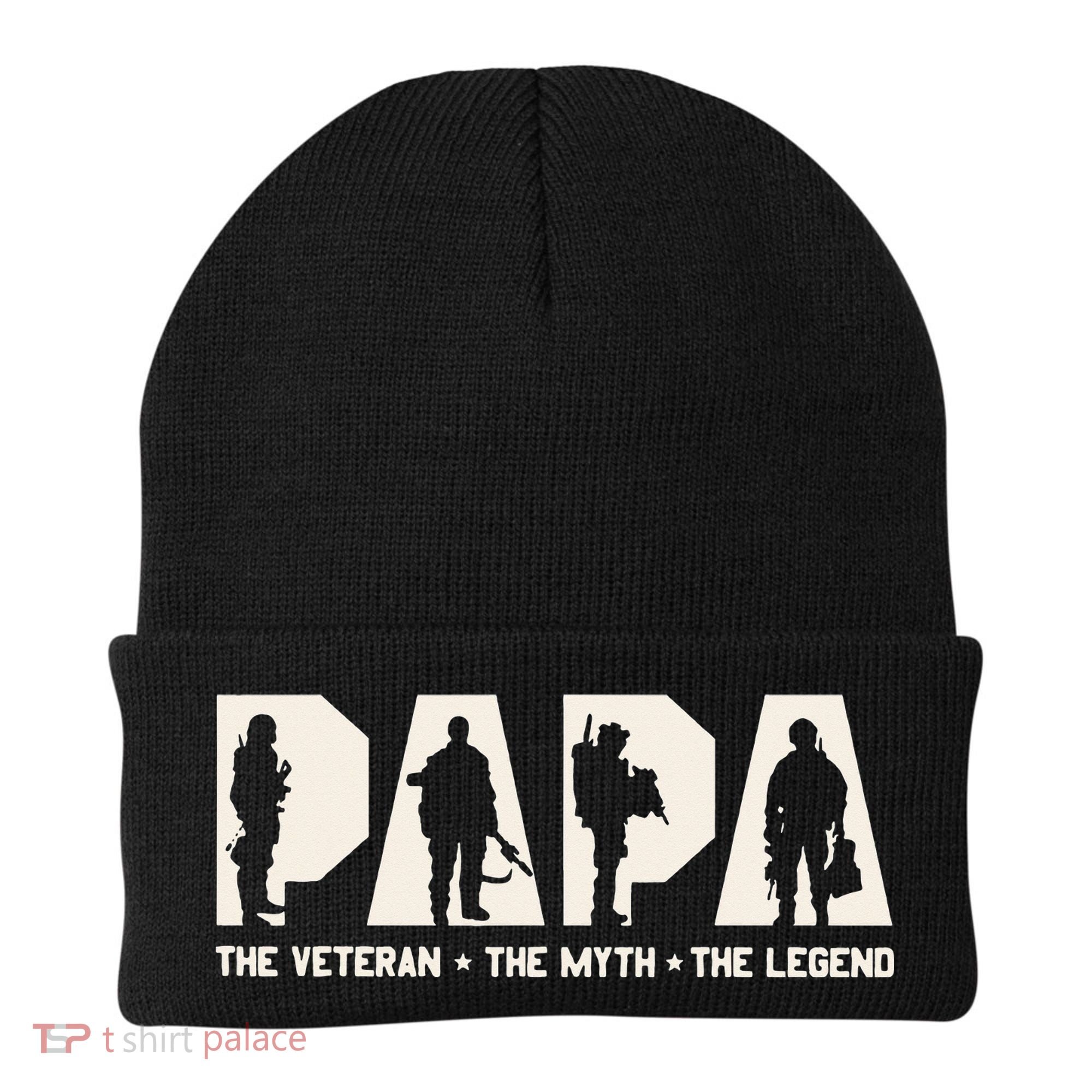 Papa Veteran The Myth The Legend Fathers Day Grandpa Beanie