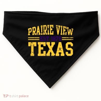 Prairie View Texas, Prairie Gift, Distressed Text USA-Made Doggie Bandana