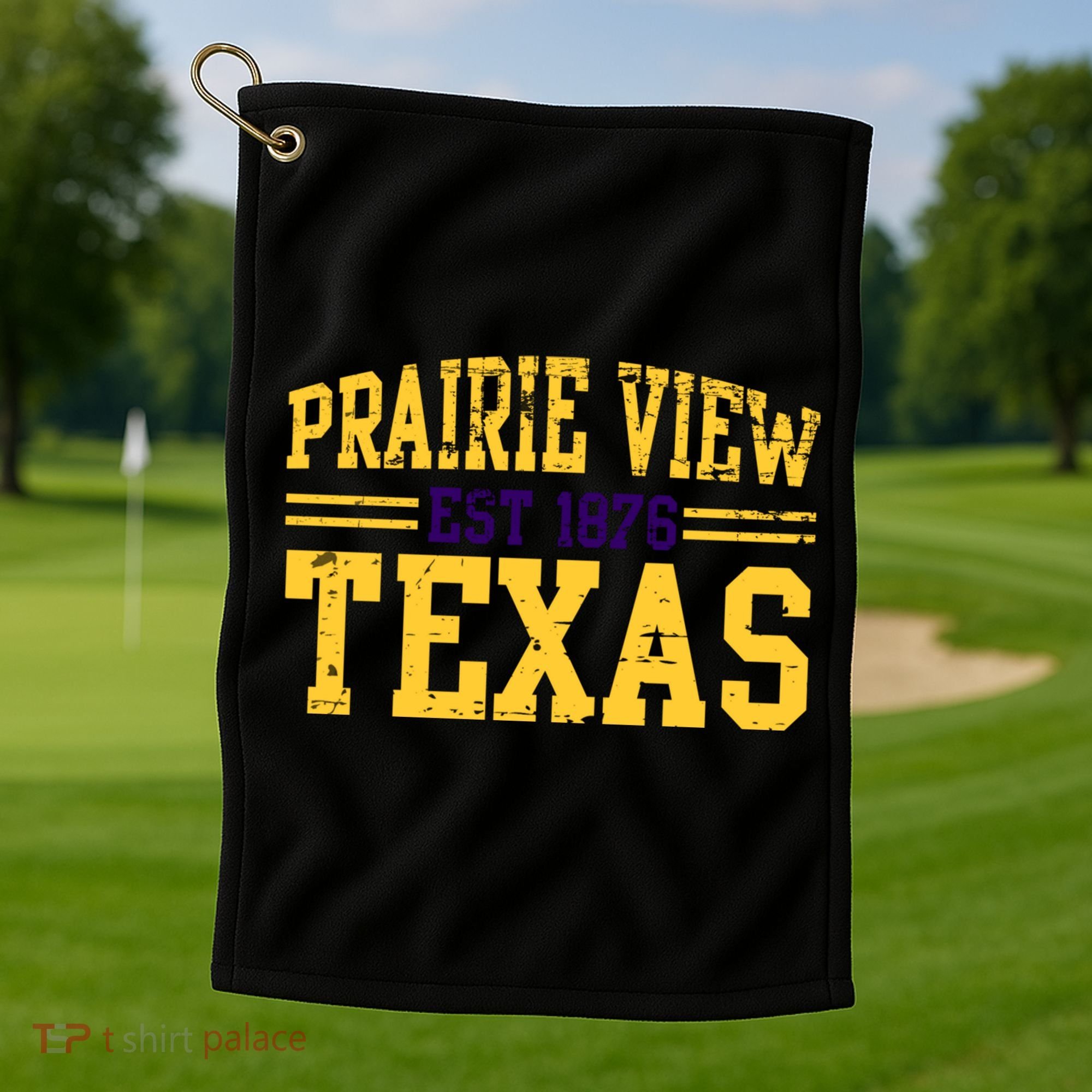 Prairie View Texas, Prairie Gift, Distressed Text Golf Towel