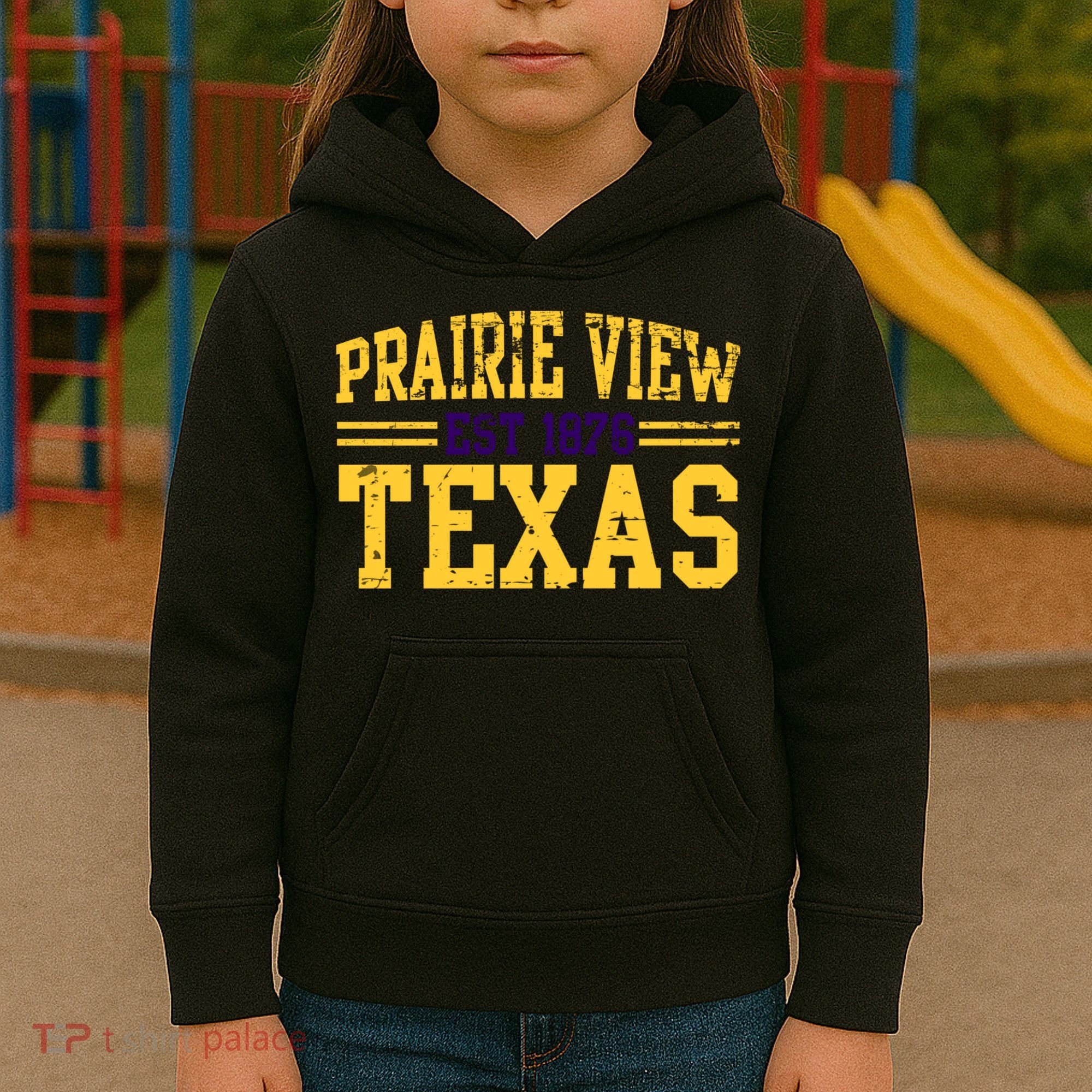 Prairie View Texas, Prairie Gift, Distressed Text Kids Hoodie