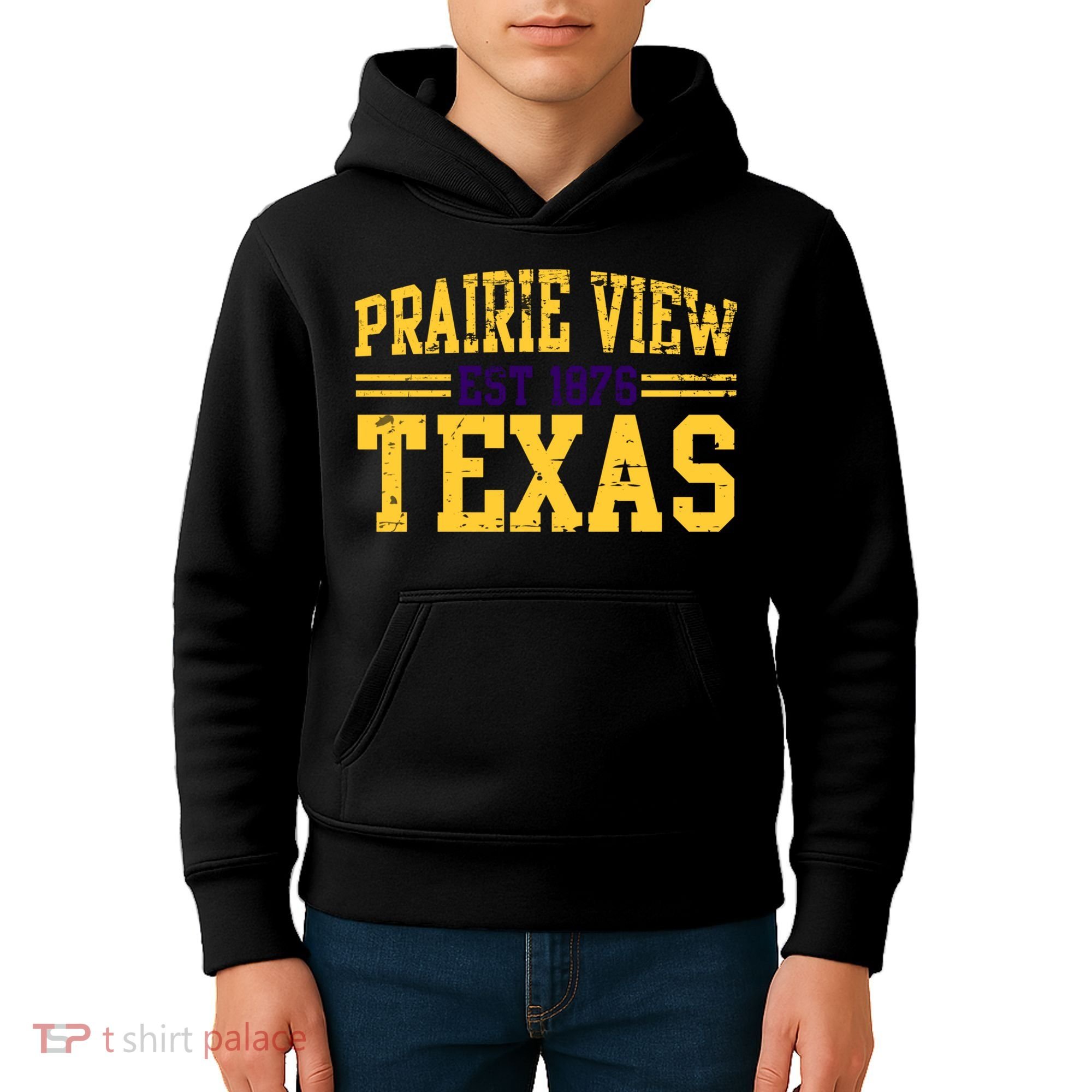 Prairie View Texas, Prairie Gift, Distressed Text Kids Hoodie