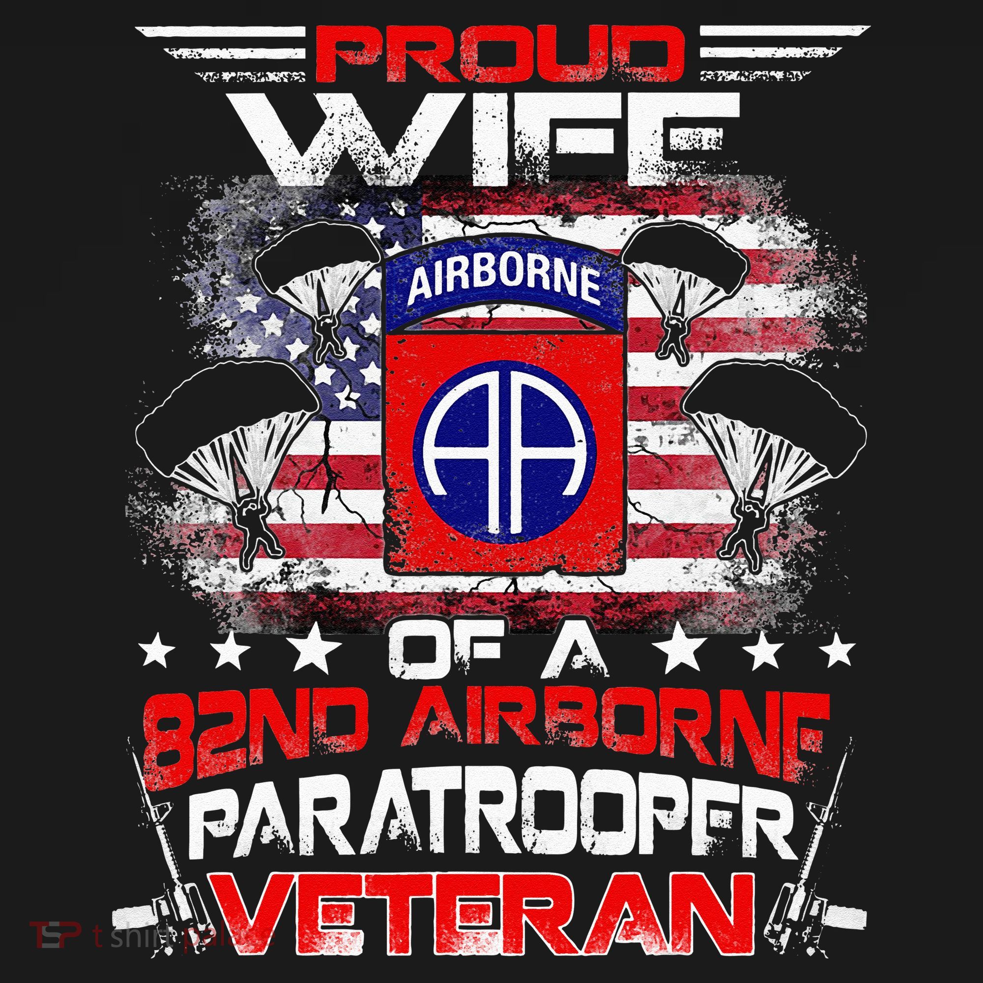 Proud Wife 82nd Airborne Paratrooper Veteran Flag Sweatshirt