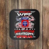 Proud Wife 82nd Airborne Paratrooper Veteran Flag Coaster thumb 0