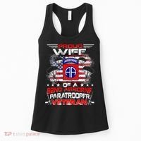 Proud Wife 82nd Airborne Paratrooper Veteran Flag Women's Tank Top thumb 0