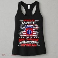 Proud Wife 82nd Airborne Paratrooper Veteran Flag Women's Tank Top thumb 3