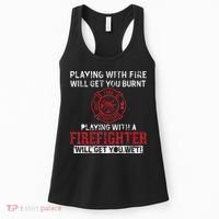 Playing With A Firefighter Will Get You Wet Women's Tank Top thumb 0