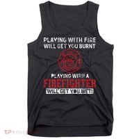 Playing With A Firefighter Will Get You Wet Tank Top thumb 0