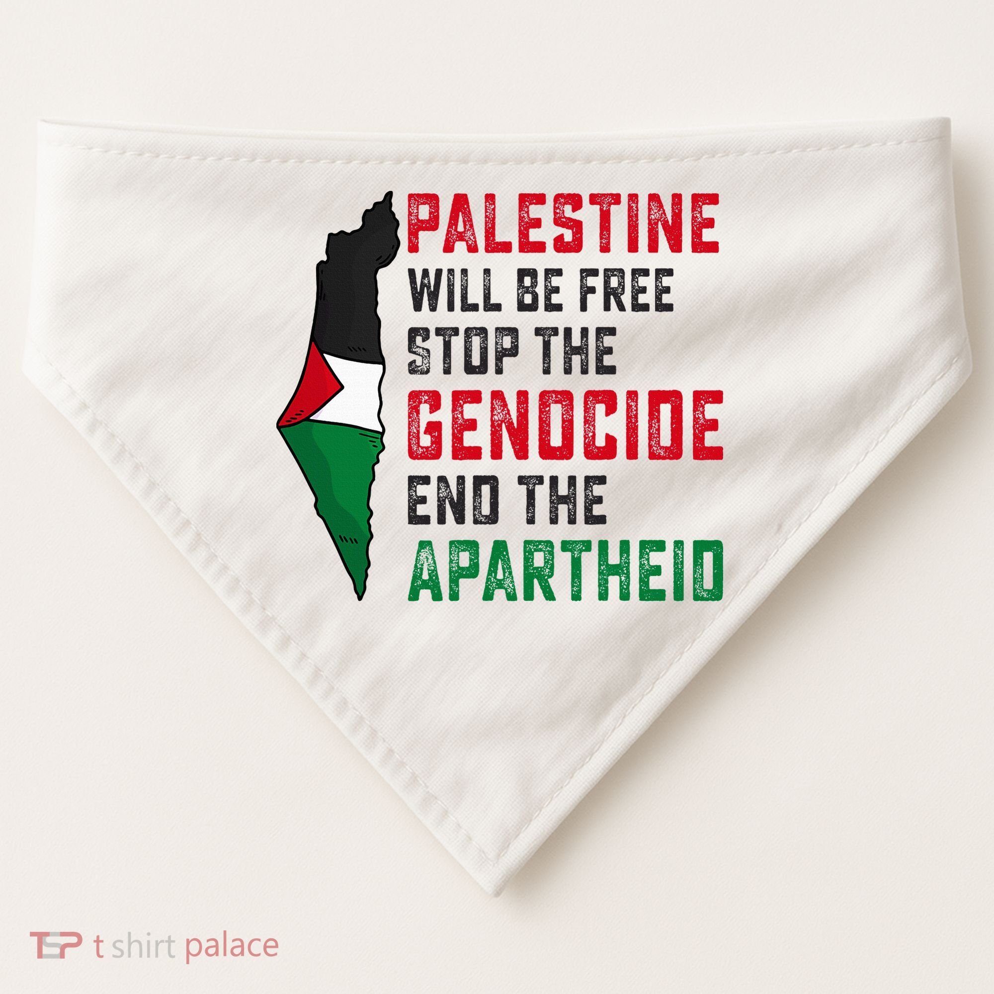 Palestine Will Be Free Stop The Genocide End The Apartheid USA-Made Doggie Bandana