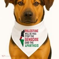 Palestine Will Be Free Stop The Genocide End The Apartheid USA-Made Doggie Bandana thumb 1