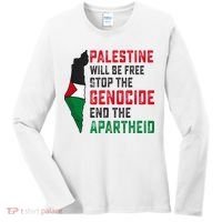 Palestine Will Be Free Stop The Genocide End The Apartheid Women's Long Sleeve Shirt thumb 0