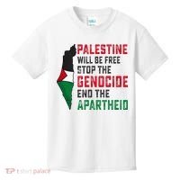 Palestine Will Be Free Stop The Genocide End The Apartheid Kids T-Shirt thumb 0