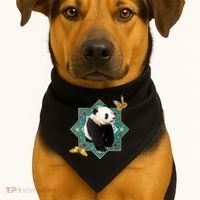 Panda With Butterflies USA-Made Doggie Bandana thumb 1