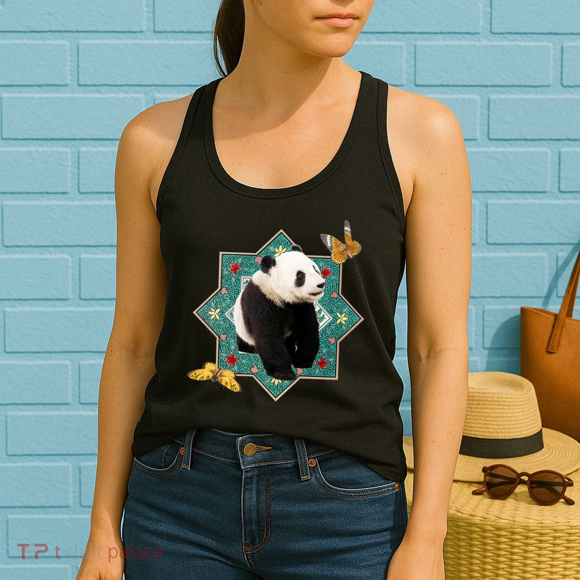 Panda With Butterflies Women's Tank Top