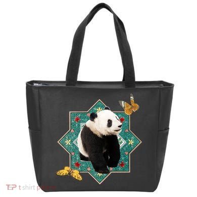 Panda With Butterflies Tote Bag