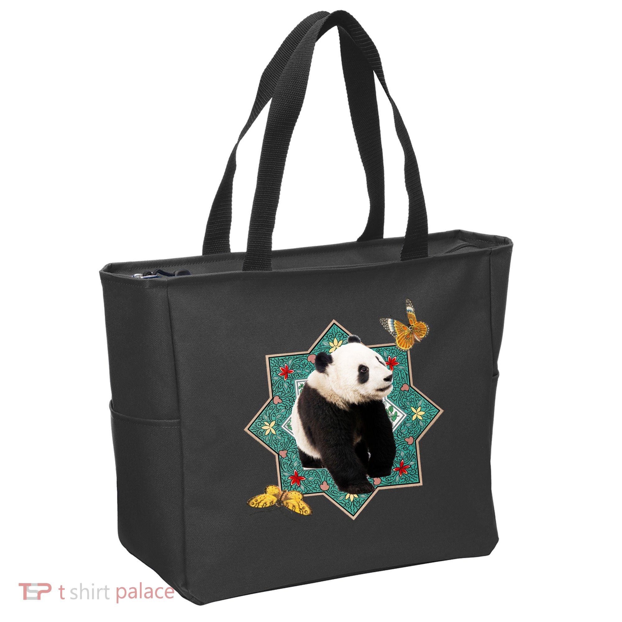 Panda With Butterflies Tote Bag