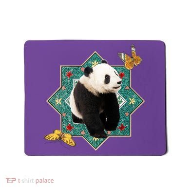 Panda With Butterflies Mousepad