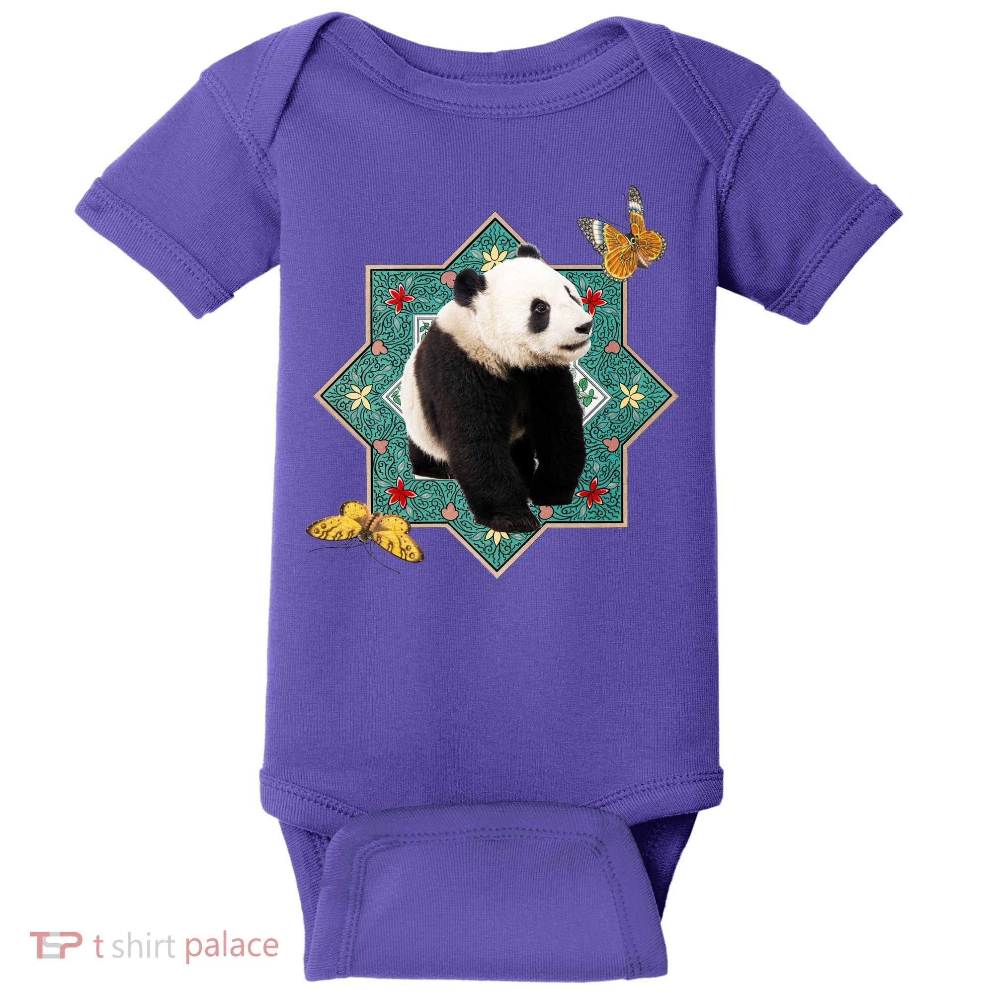 Panda With Butterflies Baby Bodysuit