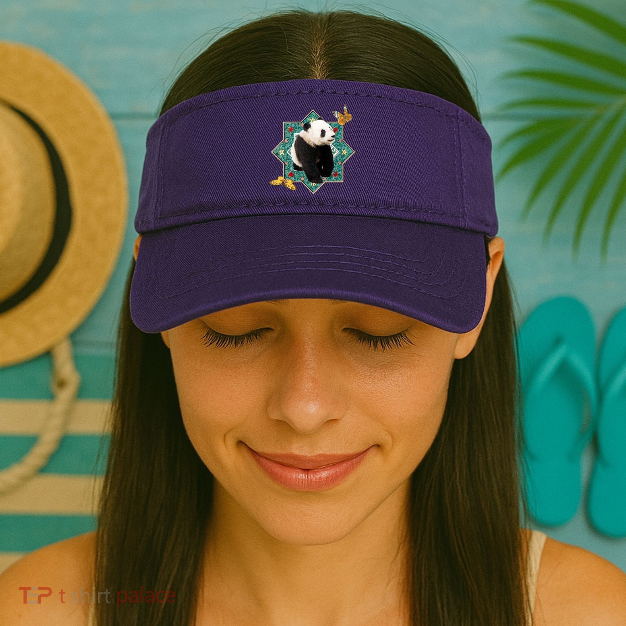 Panda With Butterflies Visor