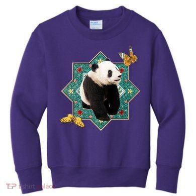 Panda With Butterflies Kids Sweatshirt
