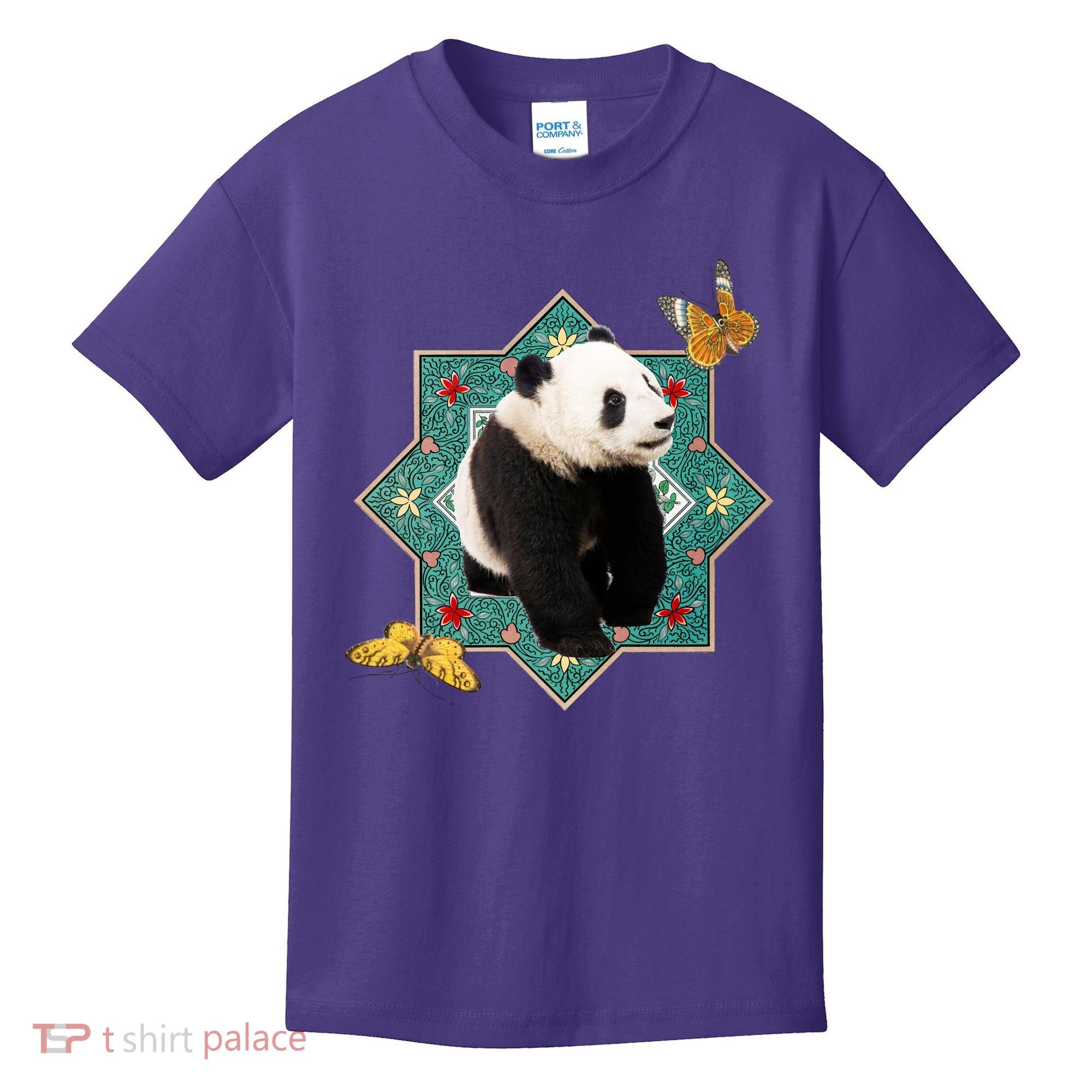 Panda With Butterflies Kids T-Shirt