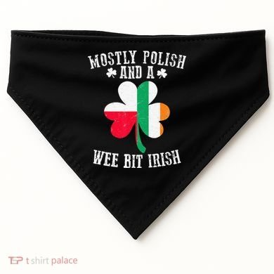 Polish Wee Bit Irish Poland Funny St Patricks Day USA-Made Doggie Bandana