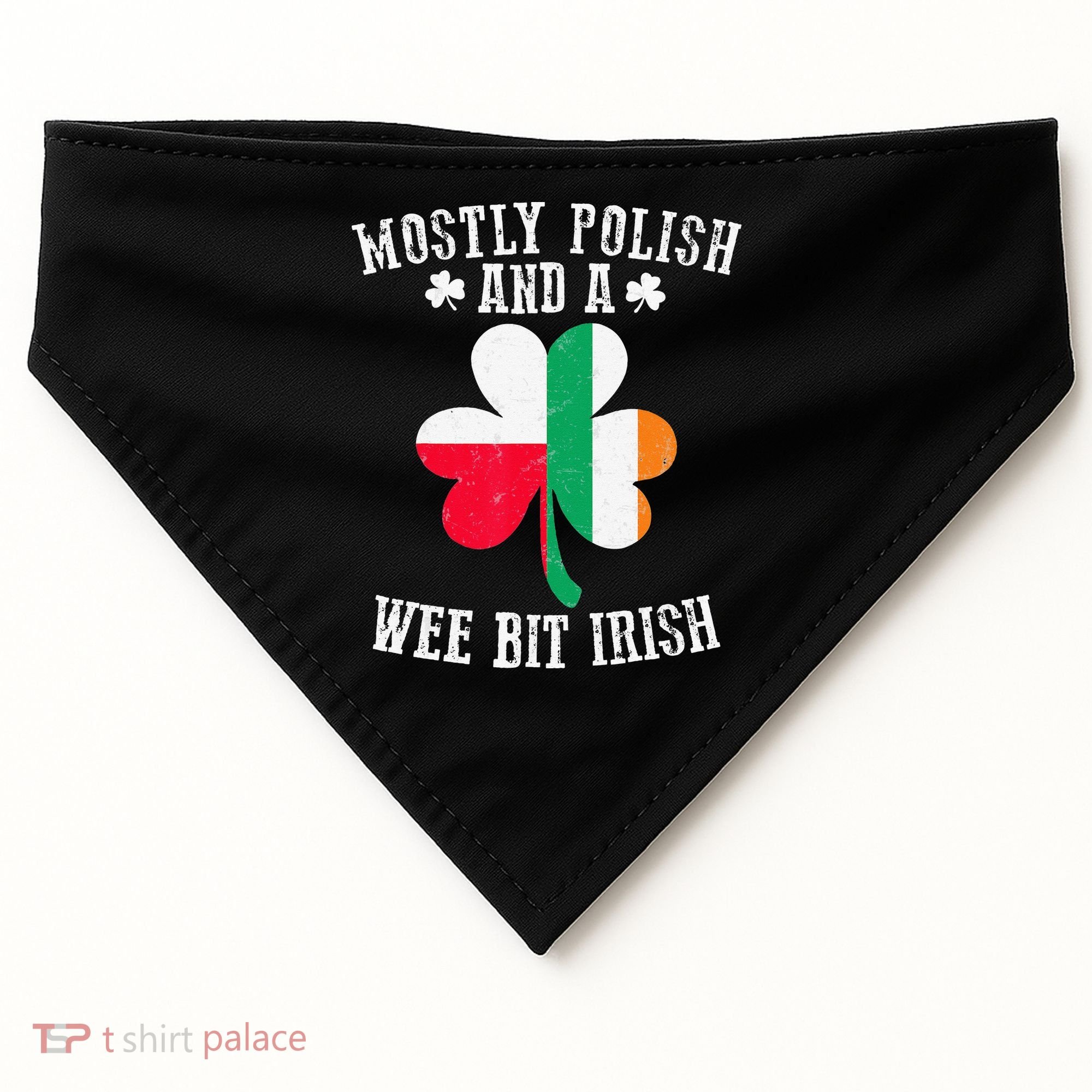 Polish Wee Bit Irish Poland Funny St Patricks Day USA-Made Doggie Bandana