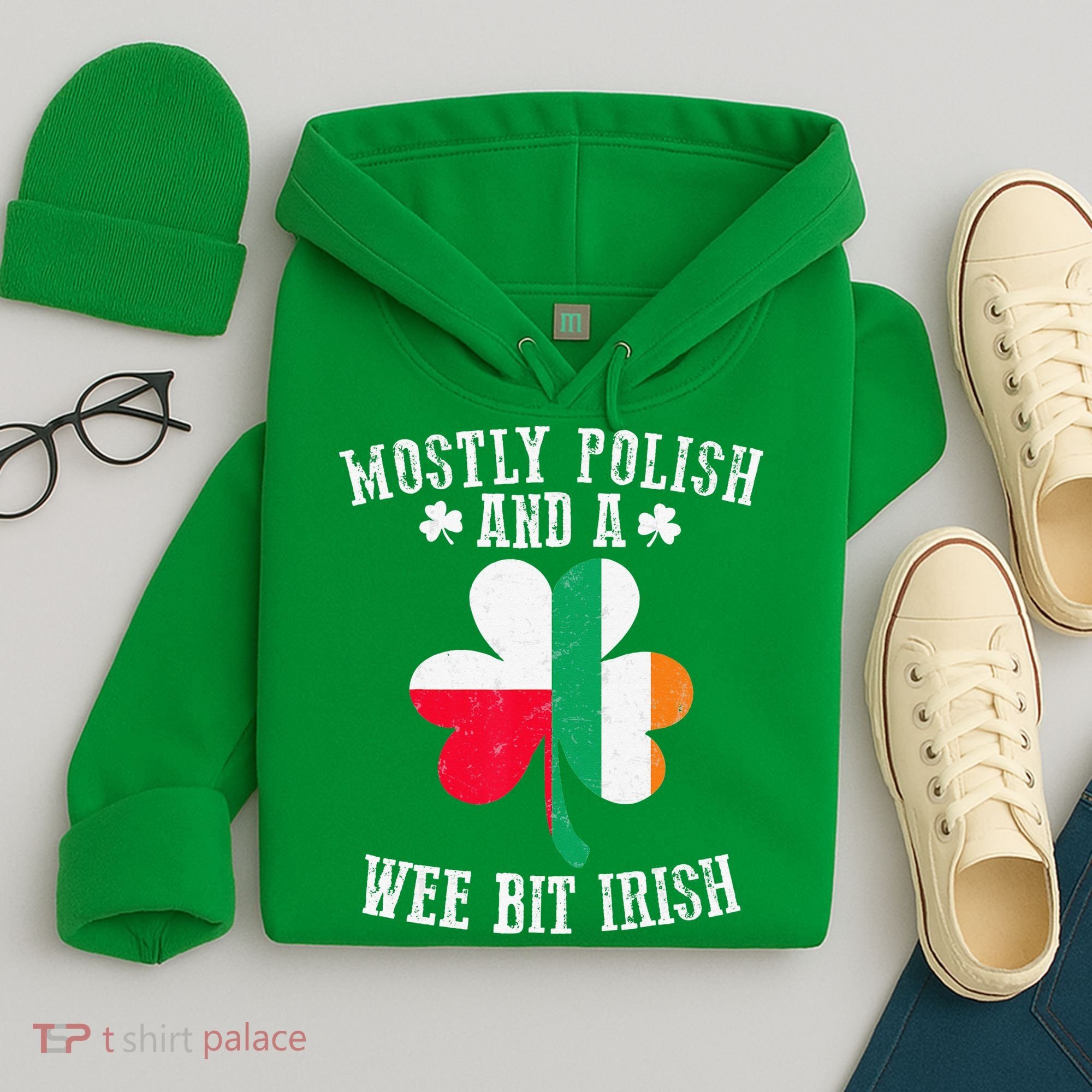 Polish Wee Bit Irish Poland Funny St Patricks Day Hoodie