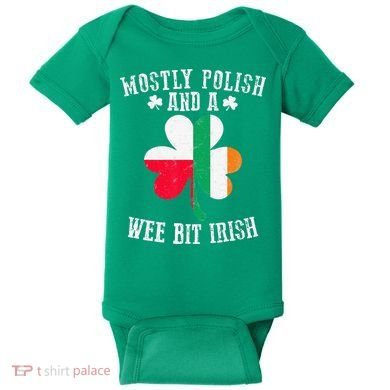 Polish Wee Bit Irish Poland Funny St Patricks Day Baby Bodysuit