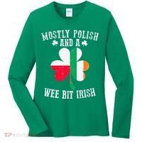 Polish Wee Bit Irish Poland Funny St Patricks Day Women's Long Sleeve Shirt thumb 0
