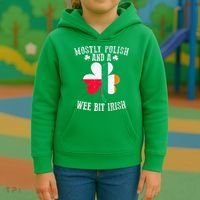 Polish Wee Bit Irish Poland Funny St Patricks Day Kids Hoodie thumb 3